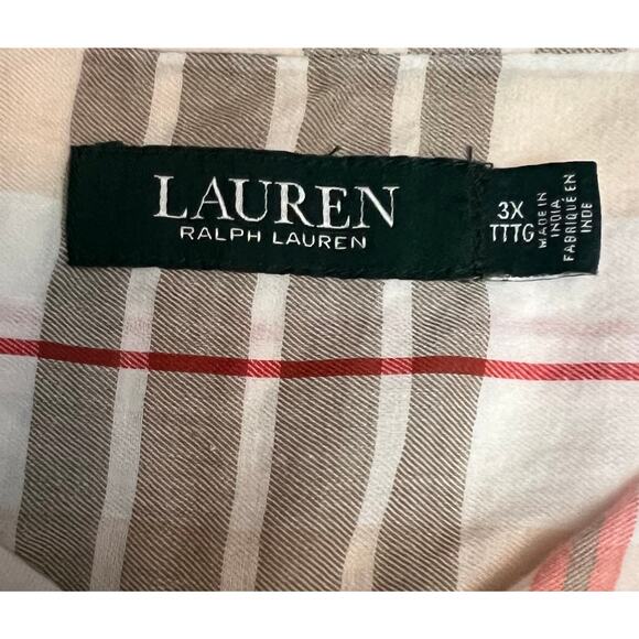 Woman’s Lauren Ralph Lauren 3X Plaid Button-Down Shirt - Roll Tab Sleeves - Picture 3 of 10